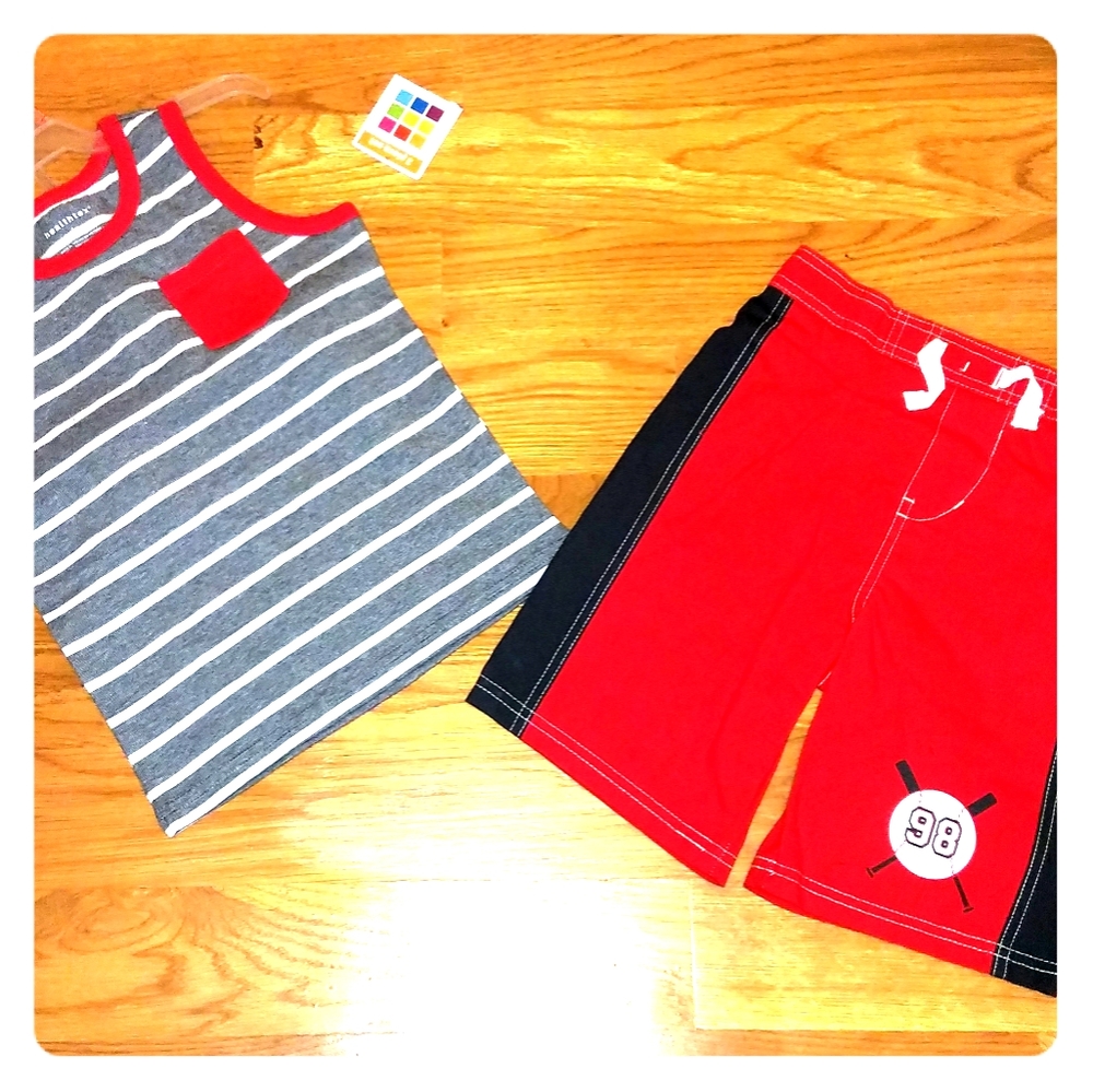 Healthtex Red, White, and Navy Short Sets 4T